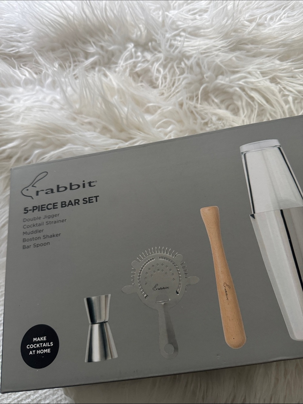 5-Piece Bar Set - Rabbit Stainless Steel & Wood - Silver and Natural